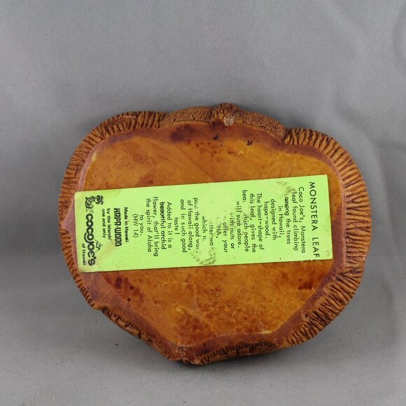 Vintage Tiki Ashtray - Monstera Leaf by Coco Joe - Hapa Wood Tagged - Picture 5 of 6